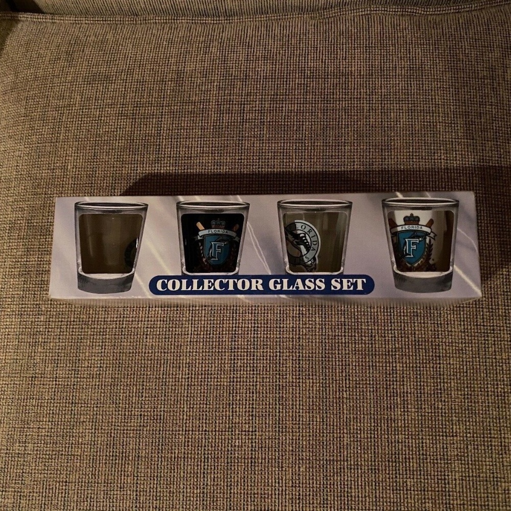 Florida Marlins Baseball Collector Box Set of 4 Shot Glasses, New
